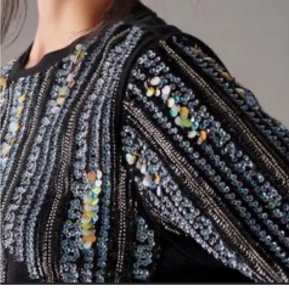 NWT Anthropologie LetMeBe Disco Sequin Sweatshirt - Picture 3 of 7